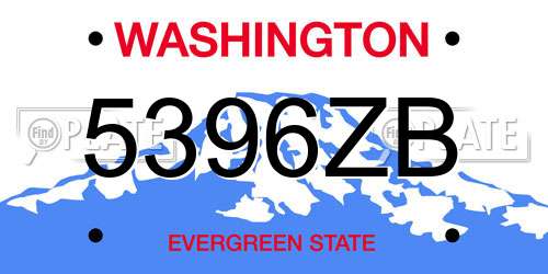 5396ZB Washington License Plate