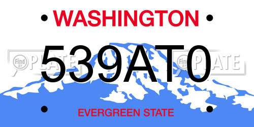 539AT0 Washington License Plate