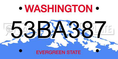 53BA387 Washington License Plate