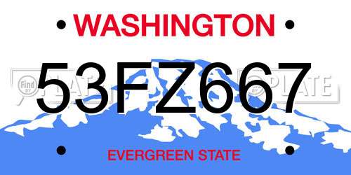 53FZ667 Washington License Plate