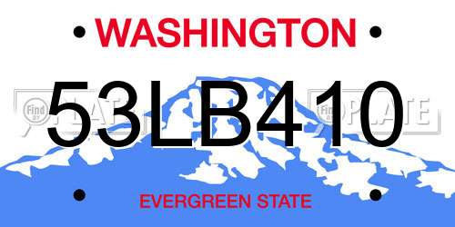 53LB410 Washington License Plate