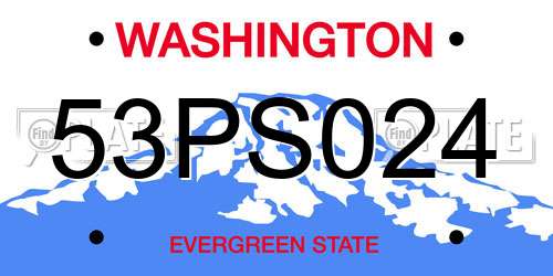 53PS024 Washington License Plate