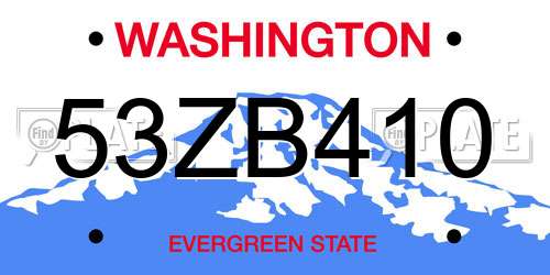 53ZB410 Washington License Plate