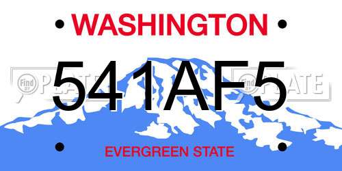 541AF5 Washington License Plate