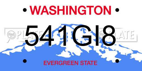 541GI8 Washington License Plate