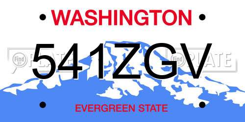541ZGV Washington License Plate