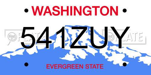 541ZUY Washington License Plate