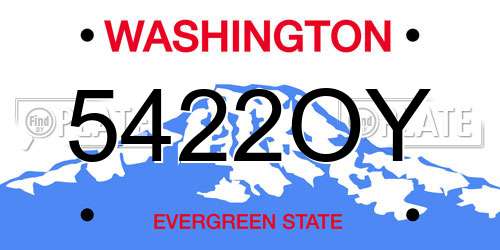 5422OY Washington License Plate