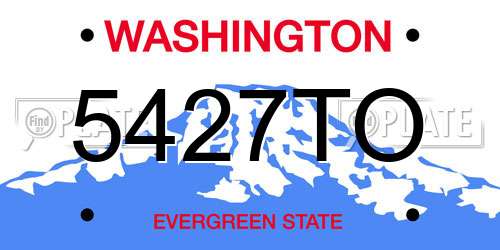 5427TO Washington License Plate