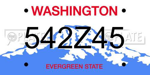 542Z45 Washington License Plate