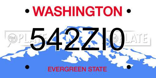 542ZI0 Washington License Plate