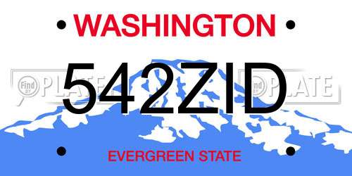 542ZID Washington License Plate