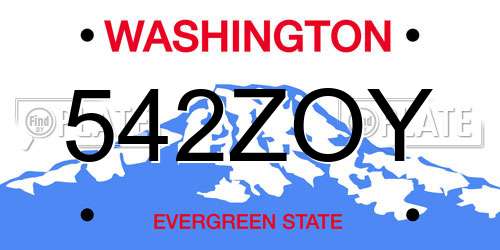 542ZOY Washington License Plate