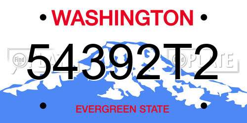 54392T2 Washington License Plate