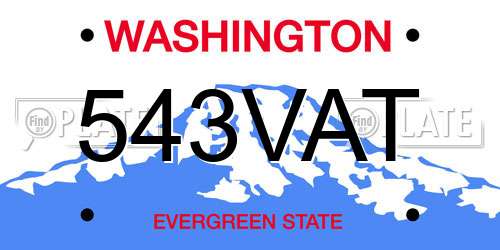 543VAT Washington License Plate