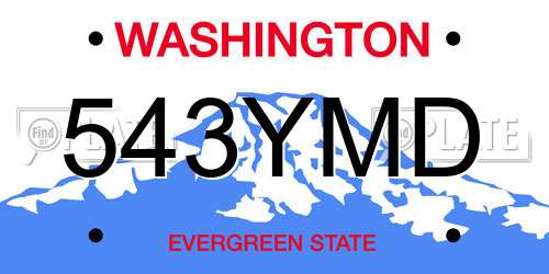 543YMD Washington License Plate