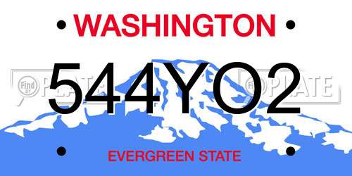 544YO2 Washington License Plate