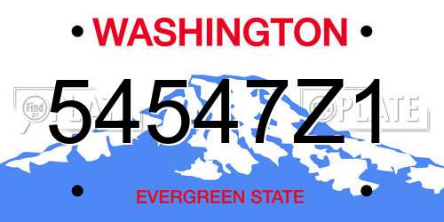 54547Z1 Washington License Plate