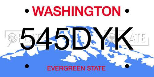 545DYK Washington License Plate