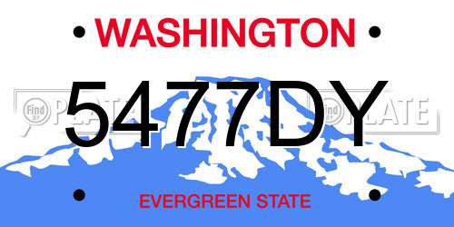 5477DY Washington License Plate