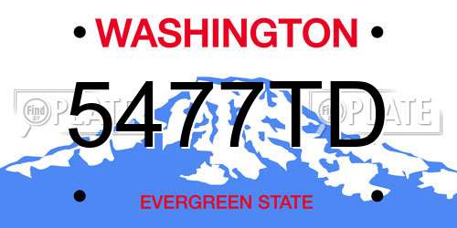 5477TD Washington License Plate