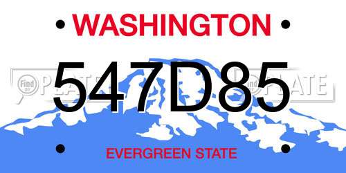 547D85 Washington License Plate
