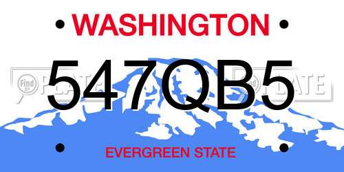 547QB5 Washington License Plate