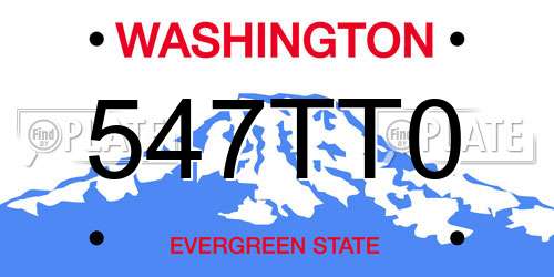 547TT0 Washington License Plate