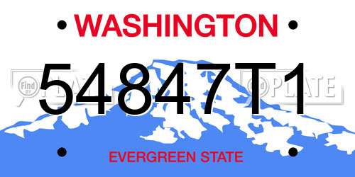 54847T1 Washington License Plate