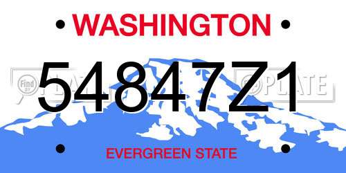 54847Z1 Washington License Plate