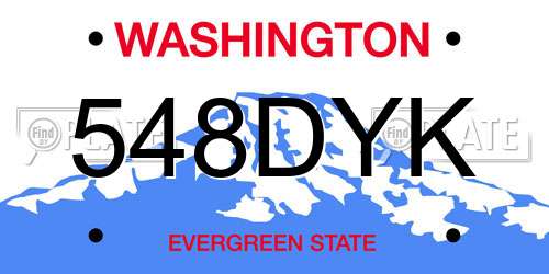 548DYK Washington License Plate