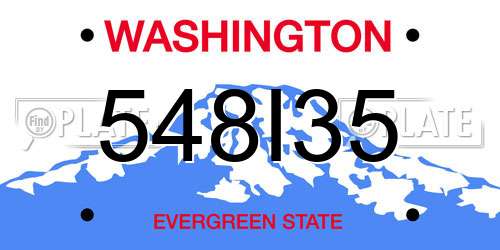 548I35 Washington License Plate