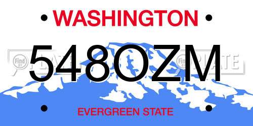 548OZM Washington License Plate