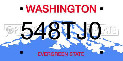 548TJ0 Washington License Plate