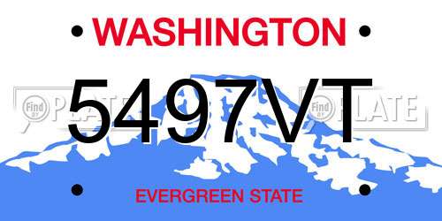 5497VT Washington License Plate