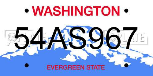 54AS967 Washington License Plate