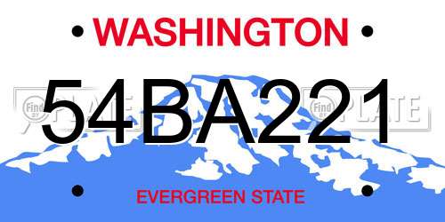54BA221 Washington License Plate
