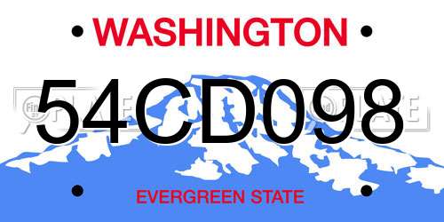 54CD098 Washington License Plate