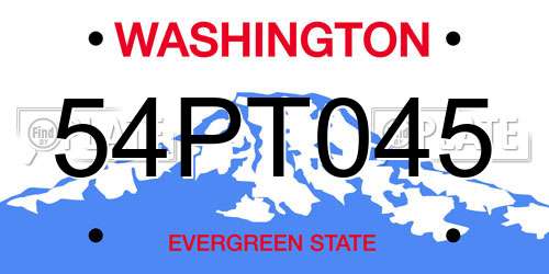 54PT045 Washington License Plate