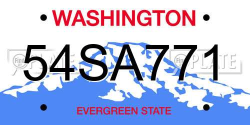 54SA771 Washington License Plate