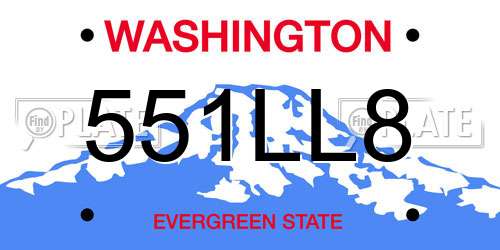 551LL8 Washington License Plate