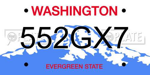 552GX7 Washington License Plate