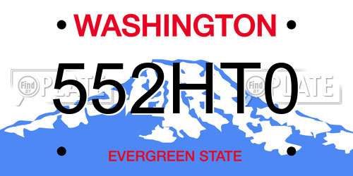 552HT0 Washington License Plate