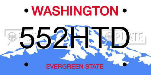 552HTD Washington License Plate