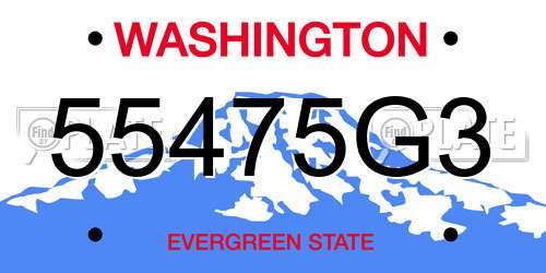 55475G3 Washington License Plate