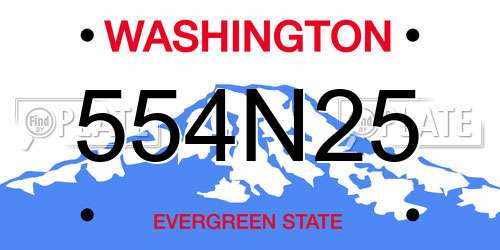 554N25 Washington License Plate