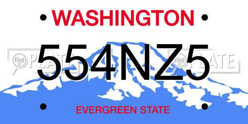 554NZ5 Washington License Plate
