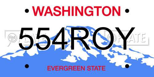 554ROY Washington License Plate