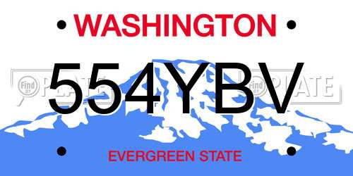 554YBV Washington License Plate