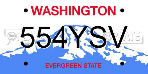 554YSV Washington License Plate